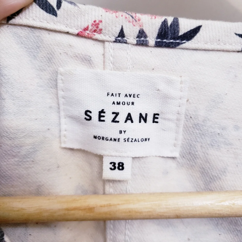 Sezane Giulia Lace Up Trapeze Shift Dress in Printed Flowers, Size 38 - Picture 7 of 10